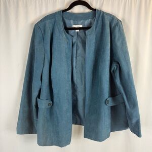 Dress Barn Women's 20 W dressy blazer jacket turquoise faux suede